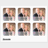 Red Pink Hearts Scribble Valentijnsdag Foto Vierkante Sticker (Vel)