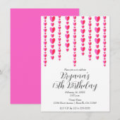 Red Pink Hearts Valentijn Birthday Party Kaart (Voorkant / Achterkant)