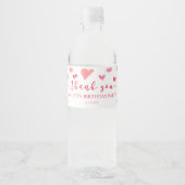 Red Pink Hearts Valentijn Birthday Party Waterfles Etiket (Voorkant)