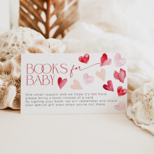 Red Pink Hearts Valentijn Boeken voor Baby Request Informatiekaartje
