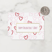 Red & Pink Hearts Valentijn Kaarten 100 pack Notitiekaartje (Voorkant / Achterkant in situ)