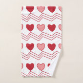 Red Pink Hearts Valentijn Pattern Bad Handdoek (Handdoek)