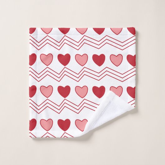 Red Pink Hearts Valentijn Pattern Bad Handdoek (Wasdoekje)