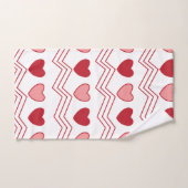 Red Pink Hearts Valentijn Pattern Bad Handdoek (Handdoek)