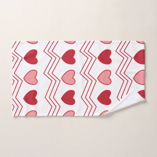 Red Pink Hearts Valentijn Pattern Bad Handdoek (Handdoek)