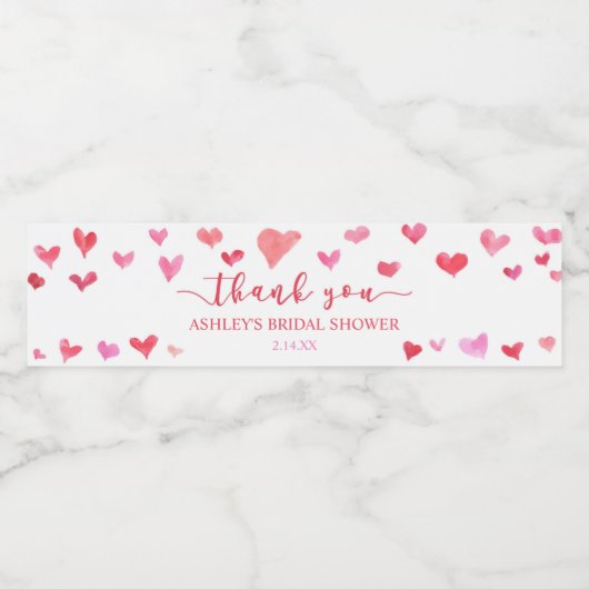 Red Pink Hearts Valentijn Vrijgezellenfeest Party Waterfles Etiket (Enkel label)