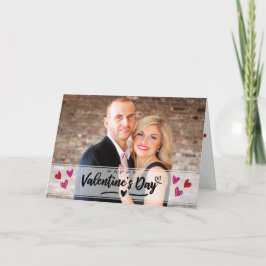 Red Pink Hearts Valentijnsdag Foto gescand Kaart