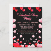 Red Pink Hearts Valentijns's Party Food Music Danc Kaart (Voorkant)
