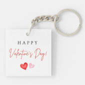 Red & Pink Hearts Valentine's Day Minimalist Sleutelhanger (Achterkant)