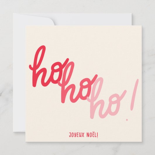 Red Pink Hohoho Joyeux Noel Script Christmas Card (Voorkant)