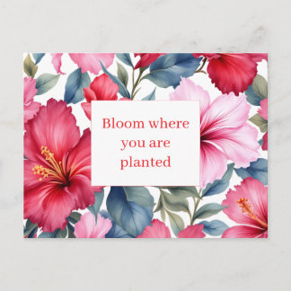 Red Pink Inspirational Quote Floral  Briefkaart