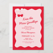 Red Pink Kus de Miss Goodbye Bachelorette Party Kaart (Voorkant)
