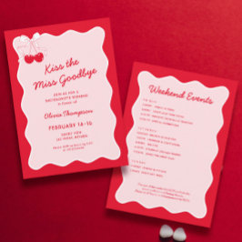 Red Pink Kus de Miss Goodbye Bachelorette Party Kaart