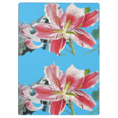 Red Pink Lily Lillies floral Blue Your Joy Klembord (Achterkant)