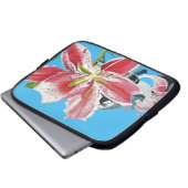 Red Pink Lily Lillies floral Blue Your Joy Laptop Sleeve (Voorkant onderkant)
