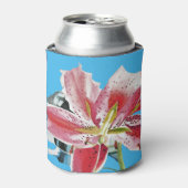 Red Pink Lily Lillies floral Blue Your Joy Trifold Blikjeskoeler (Blikje Voorkant)