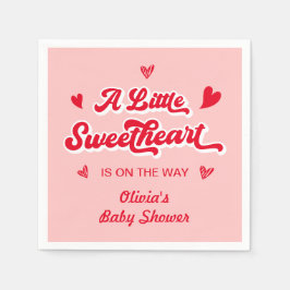 Red Pink Little Sweetheart Valentijn Baby shower Servet