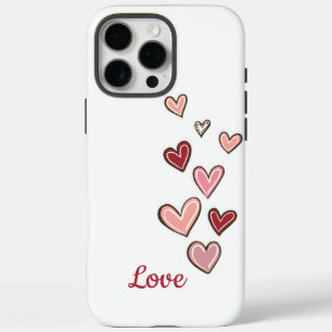 Red Pink Love Hearts iPhone 16 Pro Max Hoesje