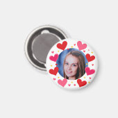 Red Pink Love Hearts Custom Photo Personalized Magneet (Voorkant / Achterkant)