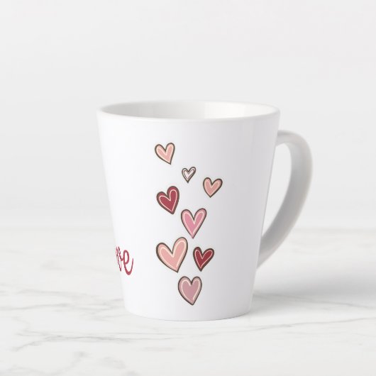 Red Pink Love Hearts Latte Mok (Rechterhoek)