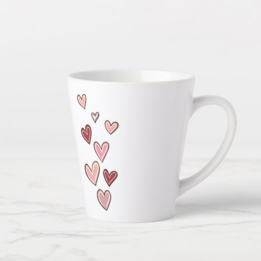 Red Pink Love Hearts Latte Mok (Rechts)
