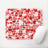 Red Pink Love Hearts Mosaic Muismat (Met muis)