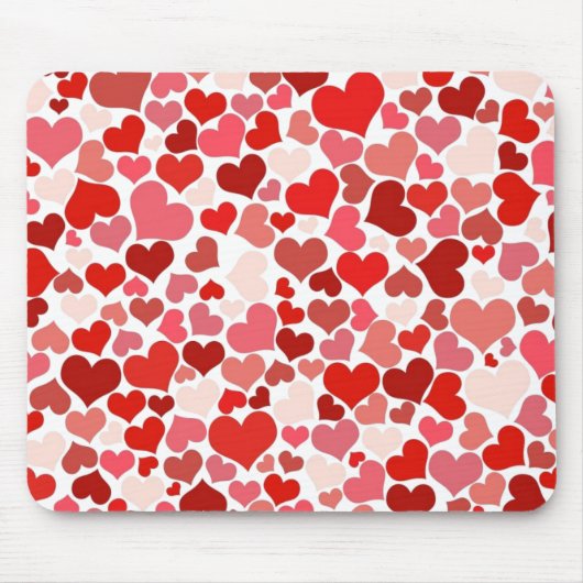 Red Pink Love Hearts Mosaic Muismat (Voorkant)