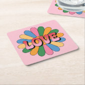 Red Pink LOVE Pink Onderzetter Set (Schuin)