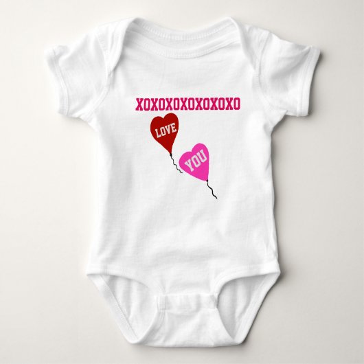 Red Pink Love Valentijn Hearts Romper (Voorkant)