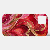 Red & Pink Marble Gold iPhone 13 Case (Achterkant (horizontaal))