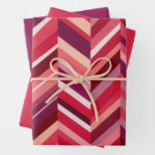 Red Pink Mauve Chevron Inpakpapier Vel (In situ)