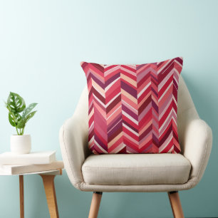 Red Pink Mauve Chevron Kussen