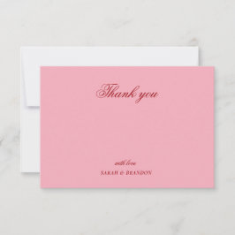 Red pink Minimalist Script Wedding Thank You  Bedankkaart