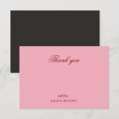 Red pink Minimalist Script Wedding Thank You Bedankkaart (Voorkant / Achterkant)
