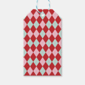 Red Pink & Mint Christmas Argyle Cadeaulabel (Voorkant)