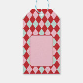 Red Pink & Mint Christmas Argyle Cadeaulabel (Achterkant)