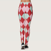 Red Pink & Mint Christmas Argyle Leggings (Achterkant)