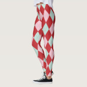 Red Pink & Mint Christmas Argyle Leggings (Links)