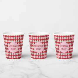 Red Pink & Mint Christmas Argyle Papieren Bekers
