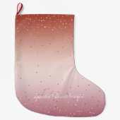 Red Pink Ombre Gold Glitter Confetti Grote Kerstsok (Voorkant)