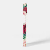 Red Pink Peonies & Green Leaves Pattern iPhone Hoesje (Rechterkant)