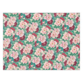 Red Pink Peonies & Green Leaves Pattern Tafelkleed (Voorkant (Horizontaal))