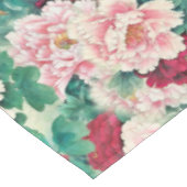 Red Pink Peonies & Green Leaves Pattern Tafelkleed (Gekanteld)