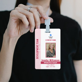 Red Pink Photo Company Security QR Code Employee Badge