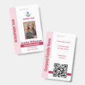 Red Pink Photo Company Security QR Code Employee Badge (Voor- en achterkant)