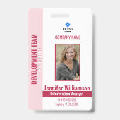 Red Pink Photo Company Security QR Code Employee Badge (Voorzijde)