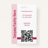 Red Pink Photo Company Security QR Code Employee Badge (Achterkant)