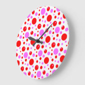 Red Pink Polka Dots Wall klok (Hoek)