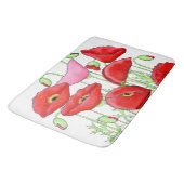 Red Pink Poppies Art, aangepast decoratief Badmat (Gekanteld)