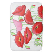 Red Pink Poppies Art, aangepast decoratief Badmat (Voorkant Verticaal)